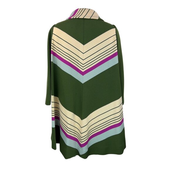 Vintage Italian Green and Cream Stripe Coat - Picture 2 of 7